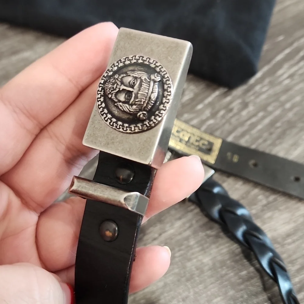 Rare Vintage Istante Versus Versace Medallion Braided Leather Belt - Picture 7 of 8
